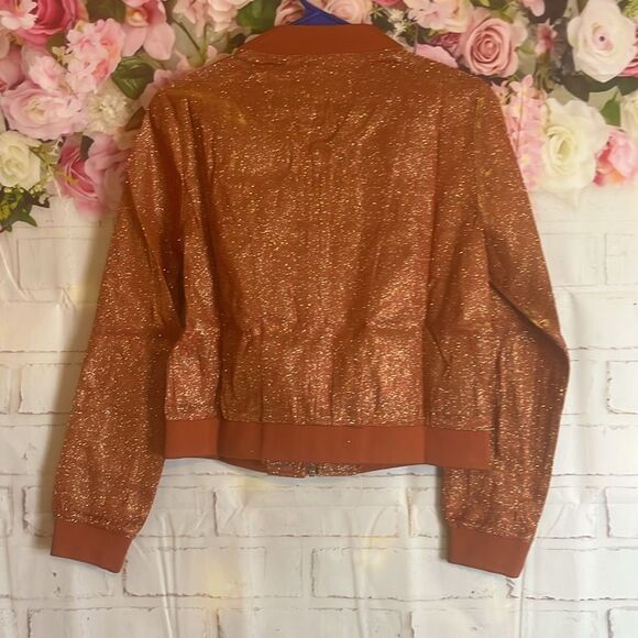 Lucy & Co Orange Rust Sparkle Zip Up Fashion Jacket s - Picture 10 of 11